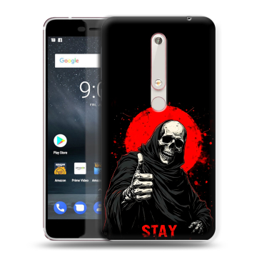 Пластиковый чехол на Nokia 6.1 с принтом смешной скелет