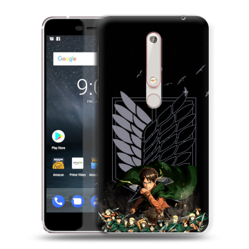 Пластиковый чехол на Nokia 6.1 с принтом Атака титанов Пластиковый чехол на Nokia 6.1 с принтом Атака титанов