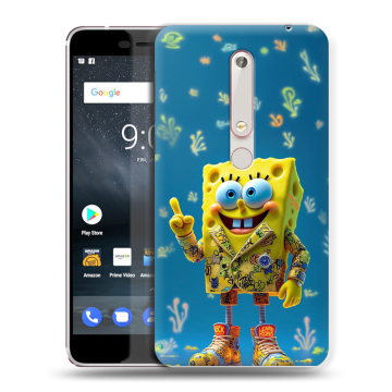 Пластиковый чехол на Nokia 6.1 с принтом Спанч боб Спанчбоб Пластиковый чехол на Nokia 6.1 с принтом Спанч боб Спанчбоб