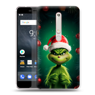 Пластиковый чехол на Nokia 6.1 с принтом Гринч Новый год Рождество
