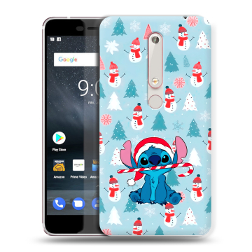 Пластиковый чехол на Nokia 6.1 с принтом Стич Новый год