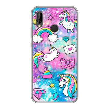 Силиконовый чехол на Huawei P20 Lite с принтом Единороги Силиконовый чехол на Huawei P20 Lite с принтом Единороги