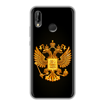 Силиконовый чехол на Huawei P20 Lite с принтом Герб России желтый