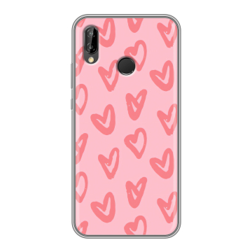 Силиконовый чехол на Huawei P20 Lite с принтом Сердечки