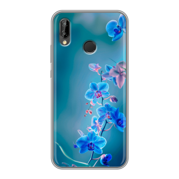 Силиконовый чехол на Huawei P20 Lite с принтом Голубые цветы