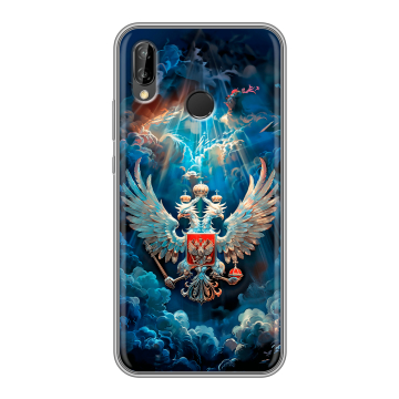 Силиконовый чехол на Huawei P20 Lite с принтом Герб флаг России