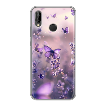 Силиконовый чехол на Huawei P20 Lite с принтом бабочки и лаванда