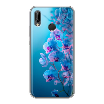 Силиконовый чехол на Huawei P20 Lite с принтом голубые орхидеи