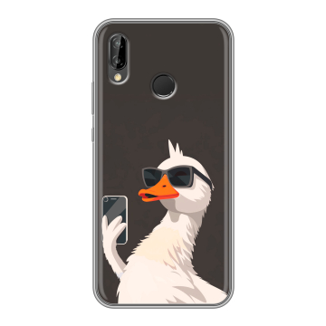 Силиконовый чехол на Huawei P20 Lite с принтом утка в очках Силиконовый чехол на Huawei P20 Lite с принтом утка в очках