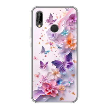 Силиконовый чехол на Huawei P20 Lite с принтом цветы бабочки Силиконовый чехол на Huawei P20 Lite с принтом цветы бабочки