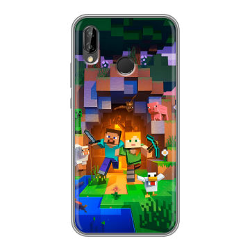Силиконовый чехол на Huawei P20 Lite с принтом Майнкрафт Minecraft