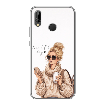 Силиконовый чехол на Huawei P20 Lite с принтом женский Силиконовый чехол на Huawei P20 Lite с принтом женский