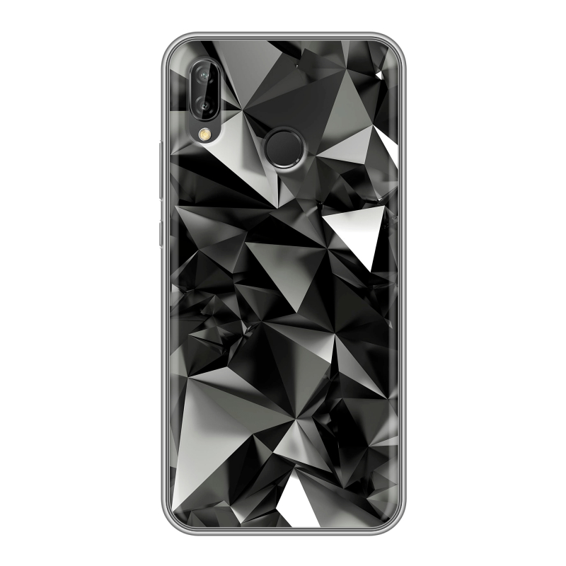 Силиконовый чехол на Huawei P20 Lite с принтом Черные кристаллы Силиконовый чехол на Huawei P20 Lite с принтом Черные кристаллы