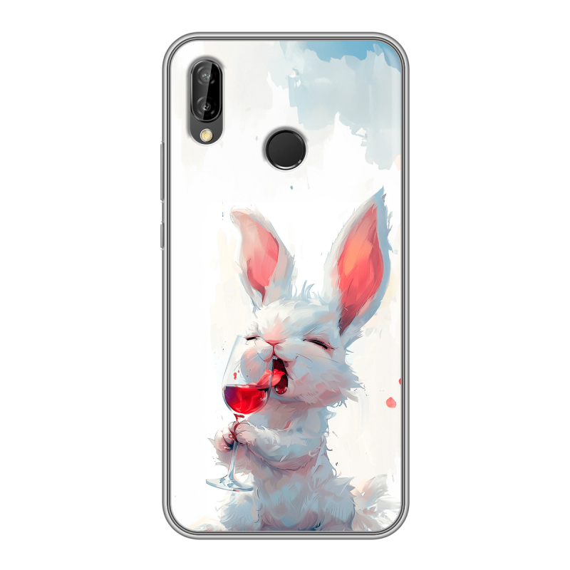 Силиконовый противоударный чехол на Huawei P20 Lite с принтом кролик зайчик Силиконовый противоударный чехол на Huawei P20 Lite с принтом кролик зайчик