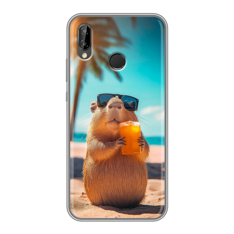 Силиконовый чехол на Huawei P20 Lite с принтом Капибара Силиконовый чехол на Huawei P20 Lite с принтом Капибара