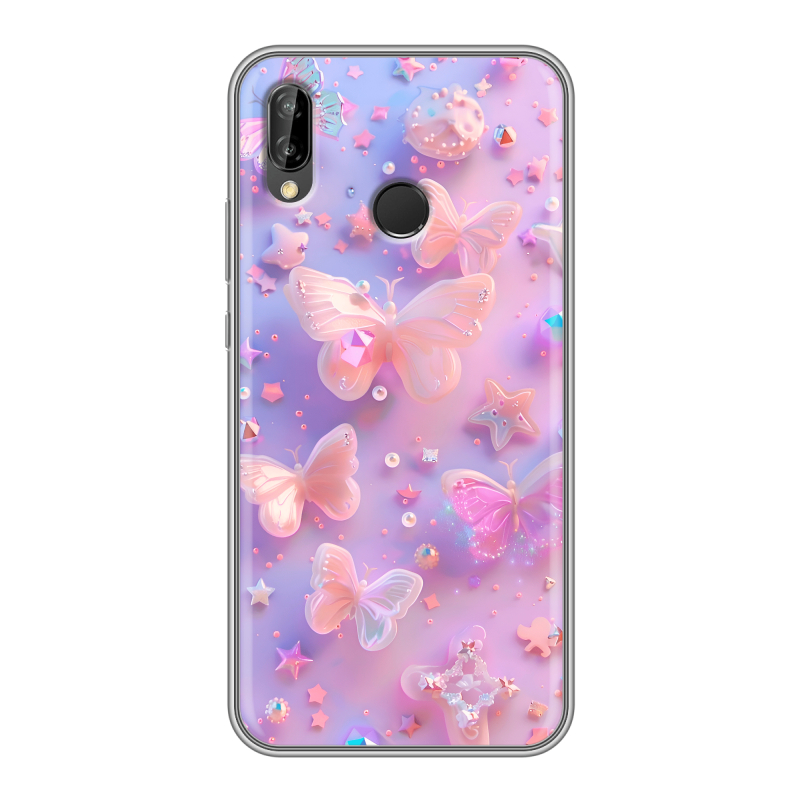 Силиконовый чехол на Huawei P20 Lite с принтом Бабочки Силиконовый чехол на Huawei P20 Lite с принтом Бабочки