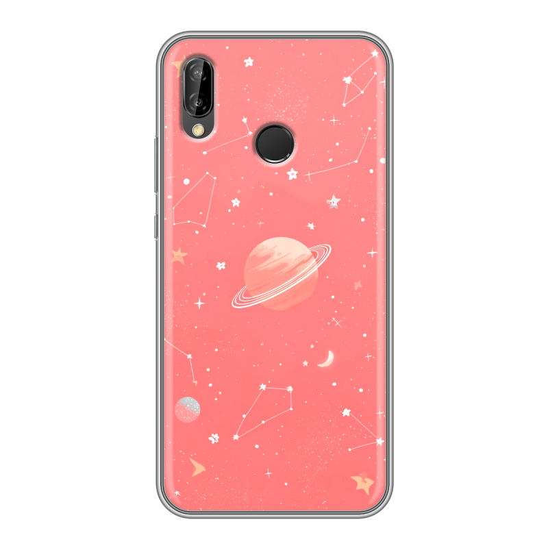 Силиконовый чехол на Huawei P20 Lite с принтом Розовый космос Силиконовый чехол на Huawei P20 Lite с принтом Розовый космос