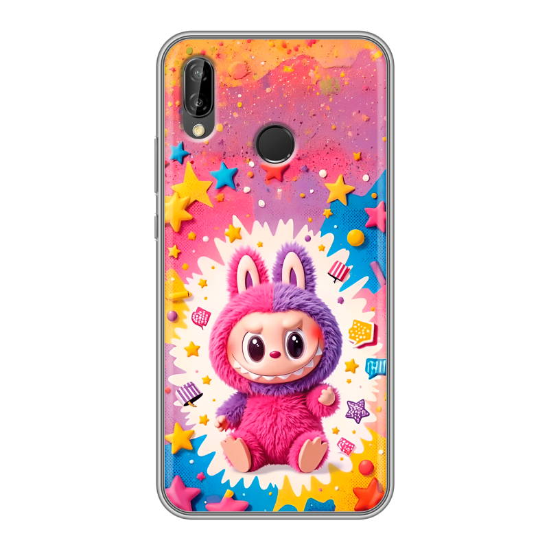 Силиконовый противоударный чехол на Huawei P20 Lite с принтом Labubu Лабубу Силиконовый противоударный чехол на Huawei P20 Lite с принтом Labubu Лабубу