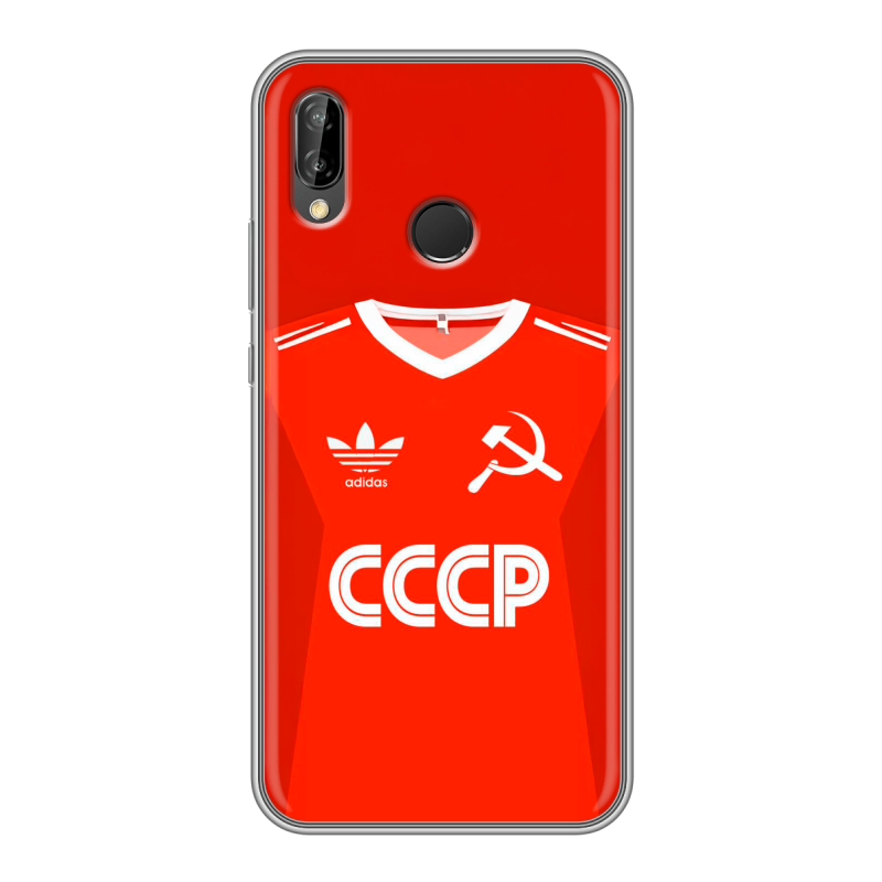 Силиконовый противоударный чехол на Huawei P20 Lite с принтом Флаг Герб СССР Силиконовый противоударный чехол на Huawei P20 Lite с принтом Флаг Герб СССР