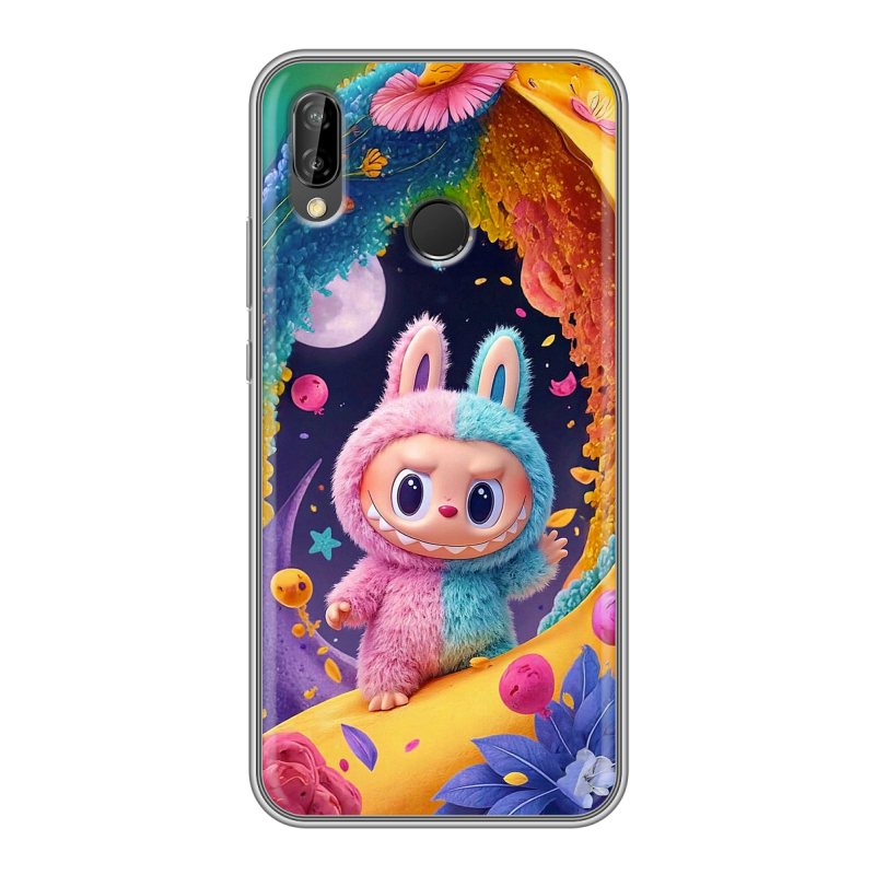 Силиконовый противоударный чехол на Huawei P20 Lite с принтом Labubu Лабубу Силиконовый противоударный чехол на Huawei P20 Lite с принтом Labubu Лабубу