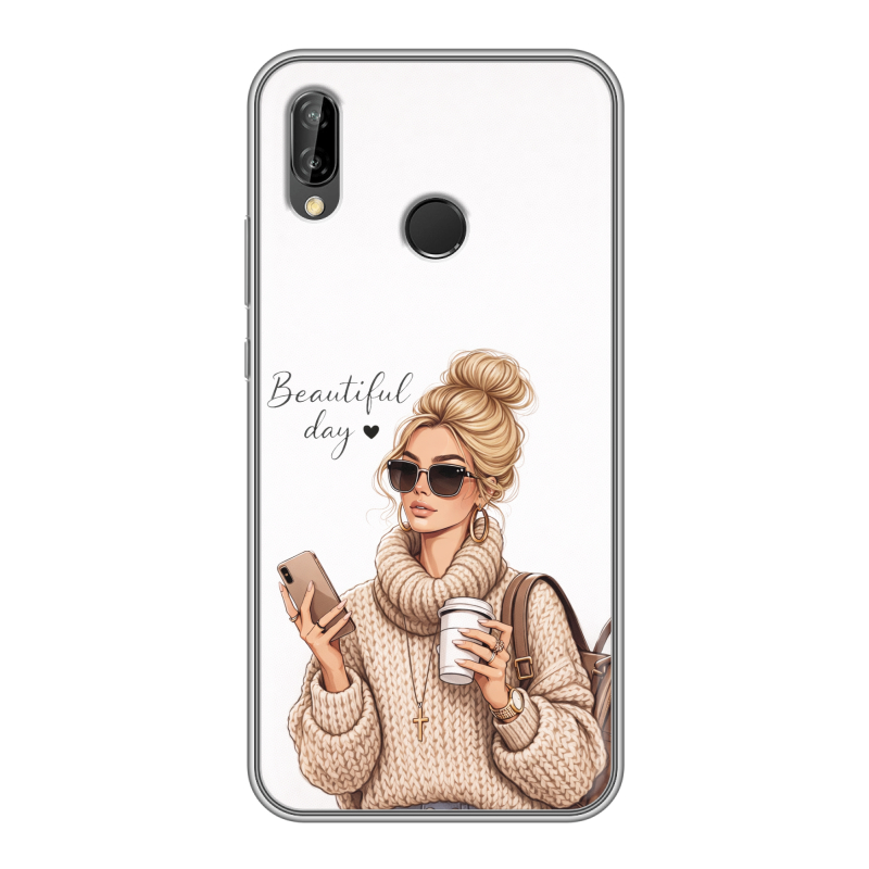 Силиконовый чехол на Huawei P20 Lite с принтом женский Силиконовый чехол на Huawei P20 Lite с принтом женский