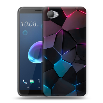 Силиконовый чехол на HTC Desire 12 с принтом Геометрия неона