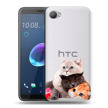 Силиконовый чехол на HTC Desire 12 с принтом Кошки
