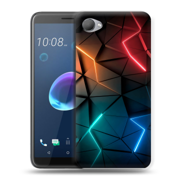 Силиконовый чехол на HTC Desire 12 с принтом Абстракция неон