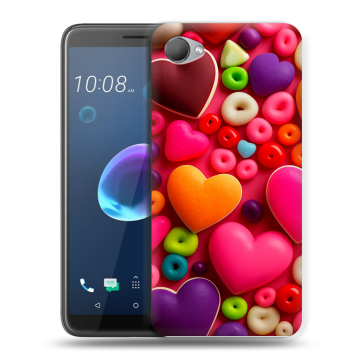 Силиконовый чехол на HTC Desire 12 с принтом Сердечки