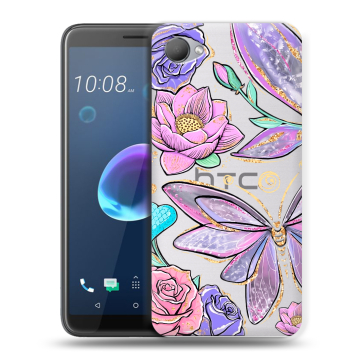 Силиконовый чехол на HTC Desire 12 с принтом Бабочки и цветы Силиконовый чехол на HTC Desire 12 с принтом Бабочки и цветы