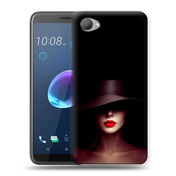 Силиконовый чехол на HTC Desire 12 с принтом Девушка в шляпе