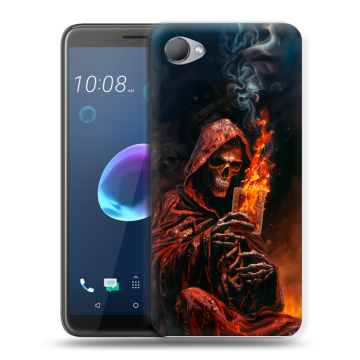 Силиконовый чехол на HTC Desire 12 с принтом Скелет и карты Силиконовый чехол на HTC Desire 12 с принтом Скелет и карты