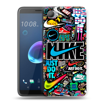 Силиконовый чехол на HTC Desire 12 с принтом найк nike черный Силиконовый чехол на HTC Desire 12 с принтом найк nike черный