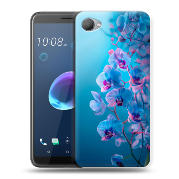 Силиконовый чехол на HTC Desire 12 с принтом голубые орхидеи Силиконовый чехол на HTC Desire 12 с принтом голубые орхидеи