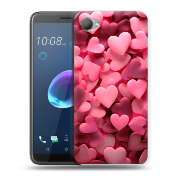 Силиконовый чехол на HTC Desire 12 с принтом розовые сердечки
