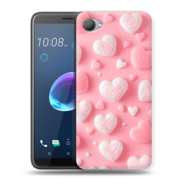 Силиконовый чехол на HTC Desire 12 с принтом Сердечки
