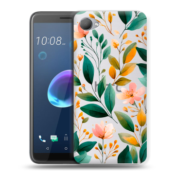 Силиконовый чехол на HTC Desire 12 с принтом Цветы паттерн