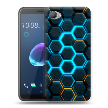 Силиконовый чехол на HTC Desire 12 с принтом Неоновые соты