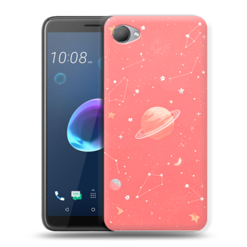 Силиконовый чехол на HTC Desire 12 с принтом Розовый космос