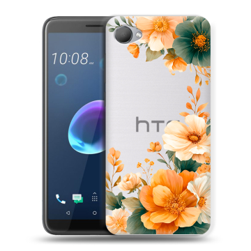 Силиконовый чехол на HTC Desire 12 с принтом Цветы принт