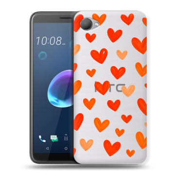 Силиконовый чехол на HTC Desire 12 с принтом Сердечки