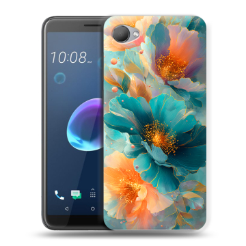 Силиконовый чехол на HTC Desire 12 с принтом Цветы