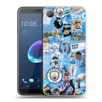 Силиконовый чехол на HTC Desire 12 с принтом Man City Манчестер Сити