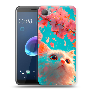 Силиконовый чехол на HTC Desire 12 с принтом Красивый кот