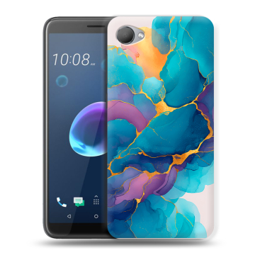 Силиконовый чехол на HTC Desire 12 с принтом Мрамор блестки