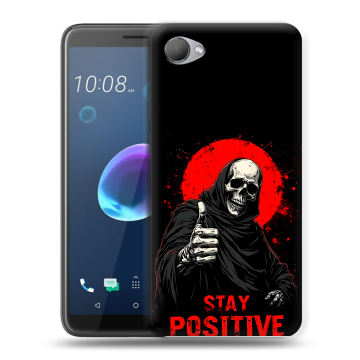 Силиконовый чехол на HTC Desire 12 с принтом смешной скелет