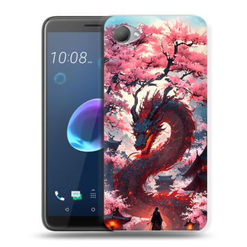 Силиконовый чехол на HTC Desire 12 с принтом Дракон Японский