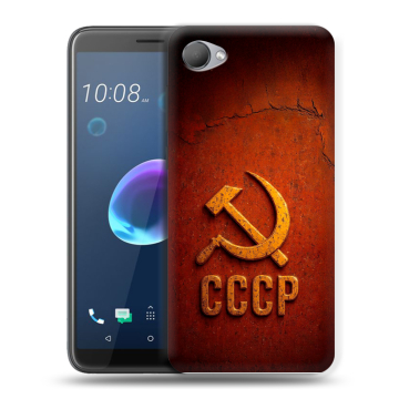 Силиконовый чехол на HTC Desire 12 с принтом Флаг Герб СССР