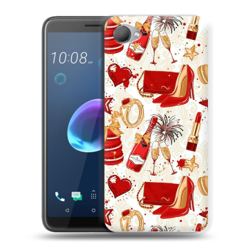 Силиконовый чехол на HTC Desire 12 с принтом Новый год