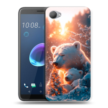 Силиконовый чехол на HTC Desire 12 с принтом Новый год